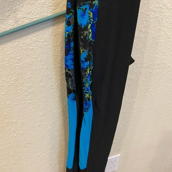 RBX Blue Paint Splatter Active Wear Leggings - Picture 3 of 3